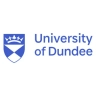 Logo of the University of Dundee featuring a blue shield with a white diagonal cross and crown.