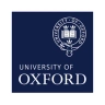 University of Oxford logo with dark blue background and white crest with Latin inscription