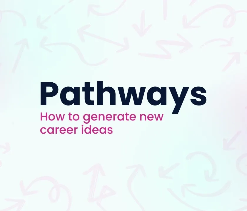 Blue and pink graphic with 'Pathways' written in large bold text.